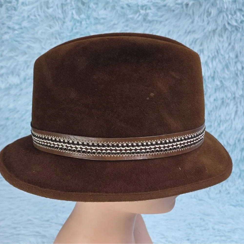 Stetson Mallory 4X Beaver Brown Western Hat Double D Pinch Fedora Feather